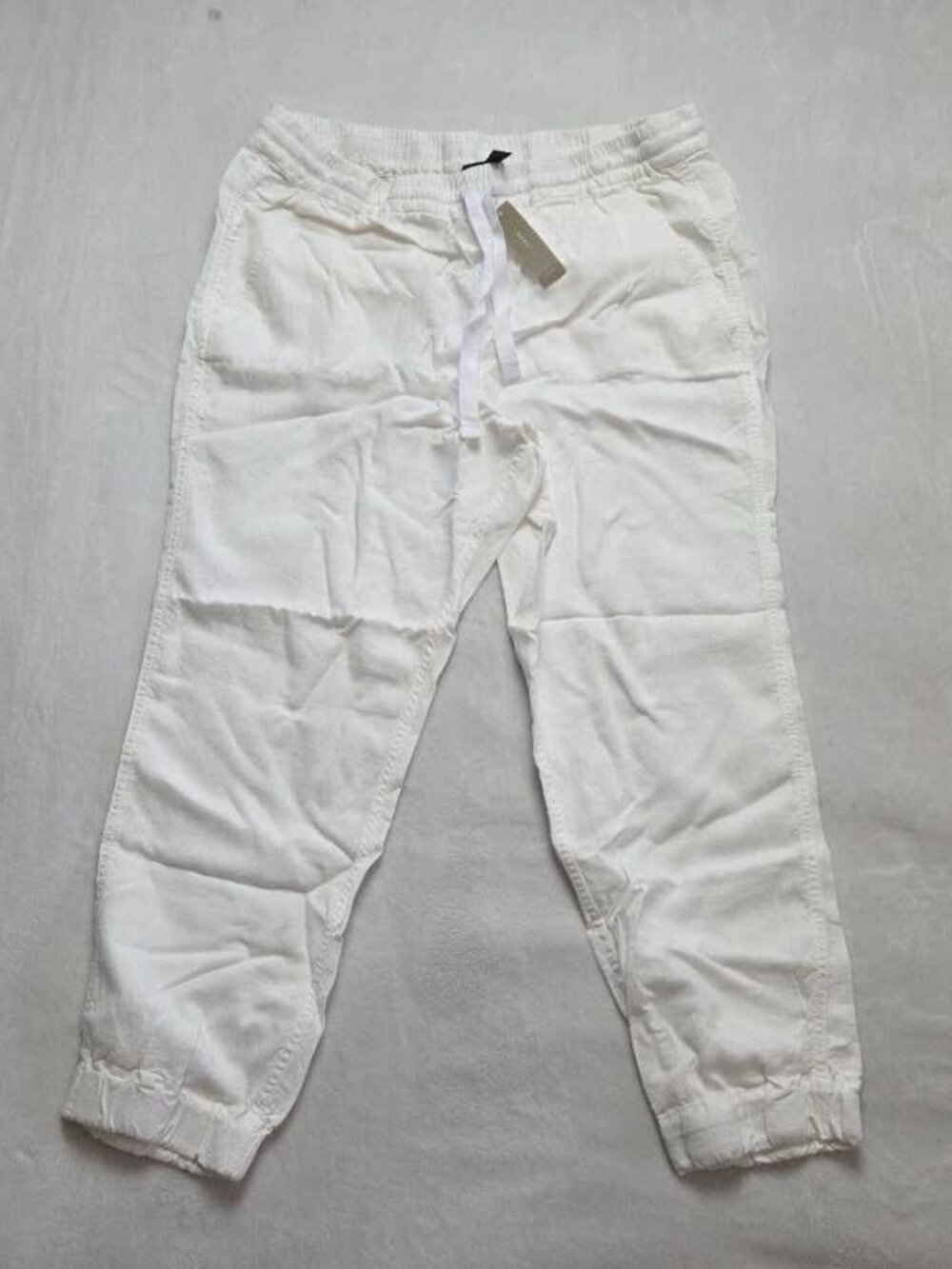 New 12 J.Crew Seaside pull-on jogger pants in off-white linen blend